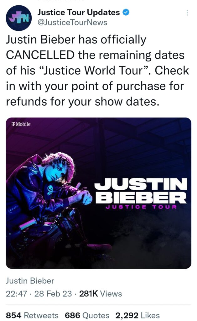 Pembatalan Tur Dunia Justice Disebut Kado Justin Bieber untuk Belieber