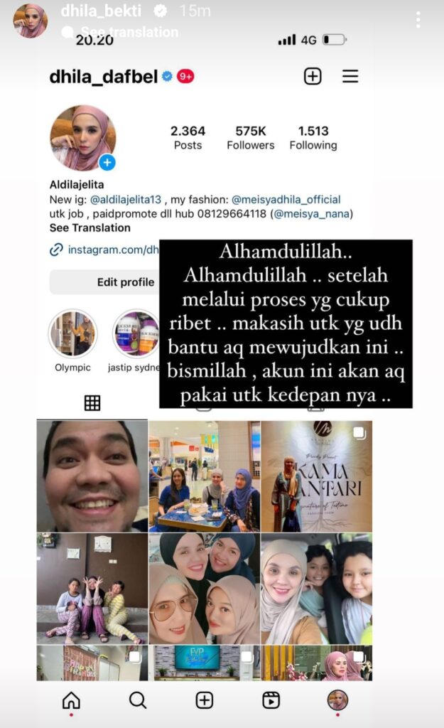 Nama Bekti Akhirnya Hilang dari Akun Instagram Aldila Jelita